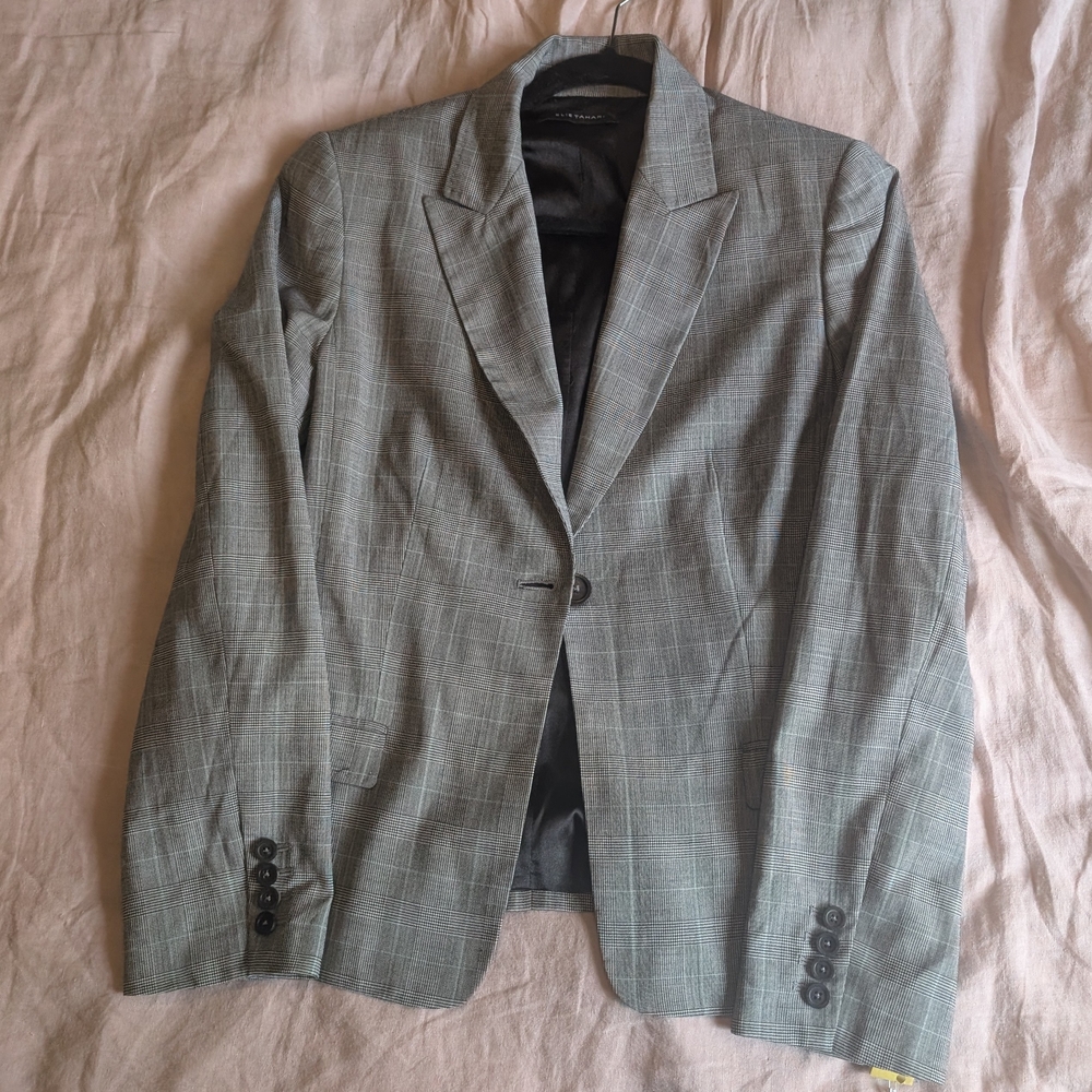 Elie Tahari Plaid Gray Blazer - Picture 4 of 7